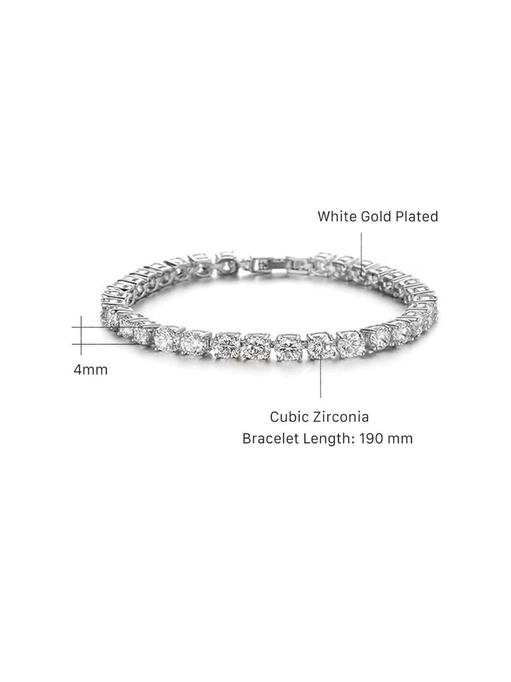 Cubic Zirconia Tennis Bracelet 4mm Adjustable Sparkle Jewelry Fifi’s Closet - Picture 3 of 10